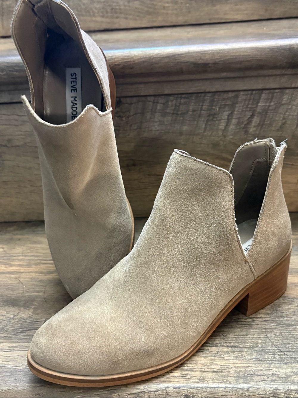 Steve Madden Beige Suede Ankle Booties